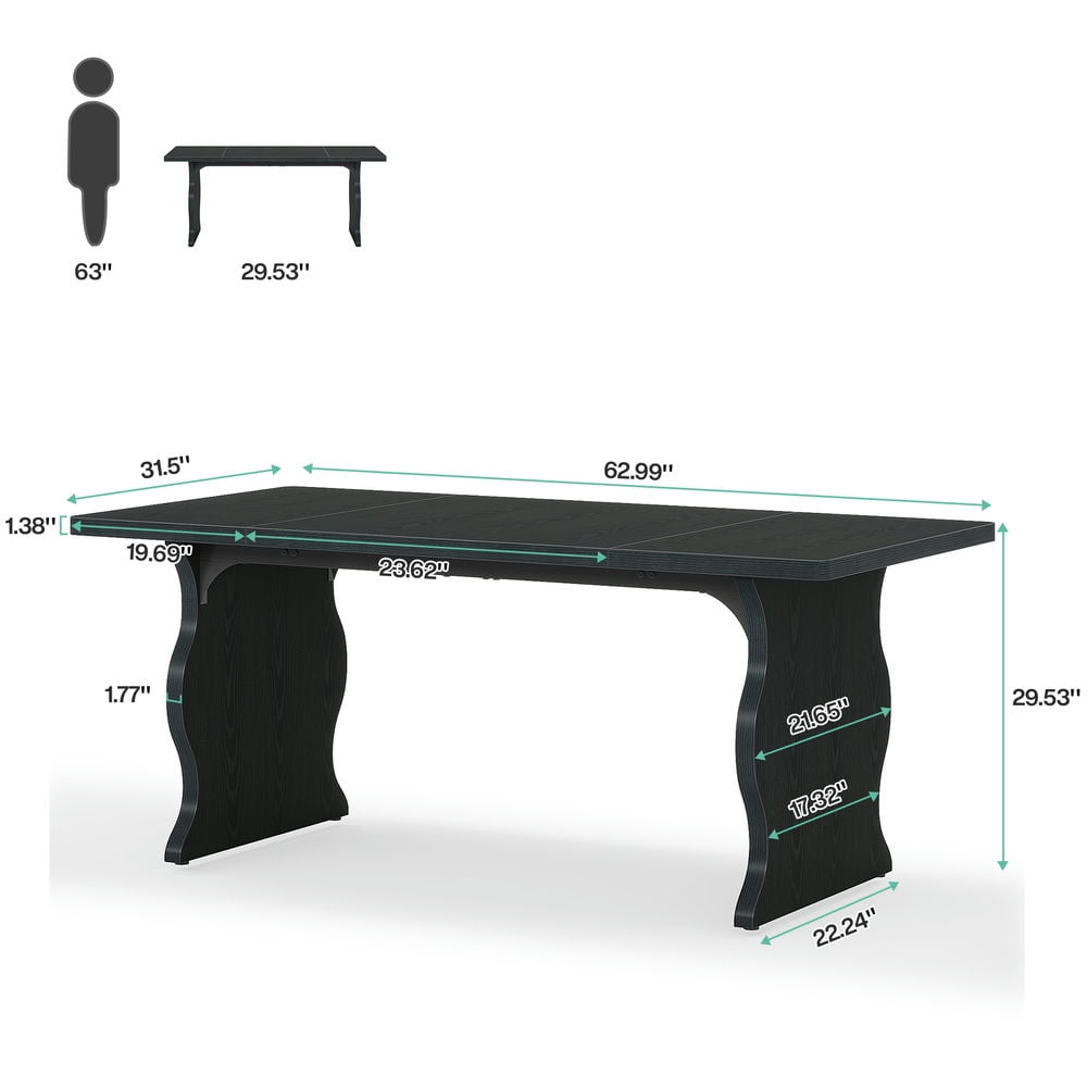 Spaco 63-Inch Large Executive Desk, Sturdy Computer Desk Conference Table, Desk for Indoor as Home, Office, Black