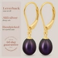 thumbnail image 4 of Kezef 14K Gold Plated Sterling Silver Pearl Drop Earrings for Women – Peacock Cultured Pearl Leverback – Hypoallergenic June Birthstone Jewelry, 4 of 7