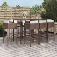 thumbnail image 1 of vidaXL 9 Piece Garden Bar Set with Cushions Brown Poly Rattan, 1 of 4