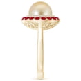 thumbnail image 3 of Angara Golden South Sea Cultured Pearl & Ruby Double Halo Ring in 14K Yellow Gold for Women | June Birthstone Jewelry for Her, 3 of 8