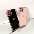 thumbnail image 4 of Compatible for iPhone 13Mini Case Plating Love Heart Phone Case, Fun Cute Side Small Pattern Soft TPU Airbag Anti-Fall Shockproof Camera Protective Electroplated Case - Pink, 4 of 6