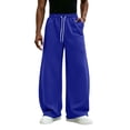 thumbnail image 3 of Wide Leg Sweatpants for Men,Drawstring Elastic Waist Loose Fit Pants with Pockets for Daily Wear, 3 of 7