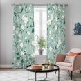 thumbnail image 5 of White Teal Spring Floral Kitchen Curtains 84 Inch Length, Watercolor Flowers Summer Botanical Grommet Top Bedroom Living Room Curtains, Light Filtering Cafe Curtain Drapes 2 Panels Set 84''x84'', 5 of 9