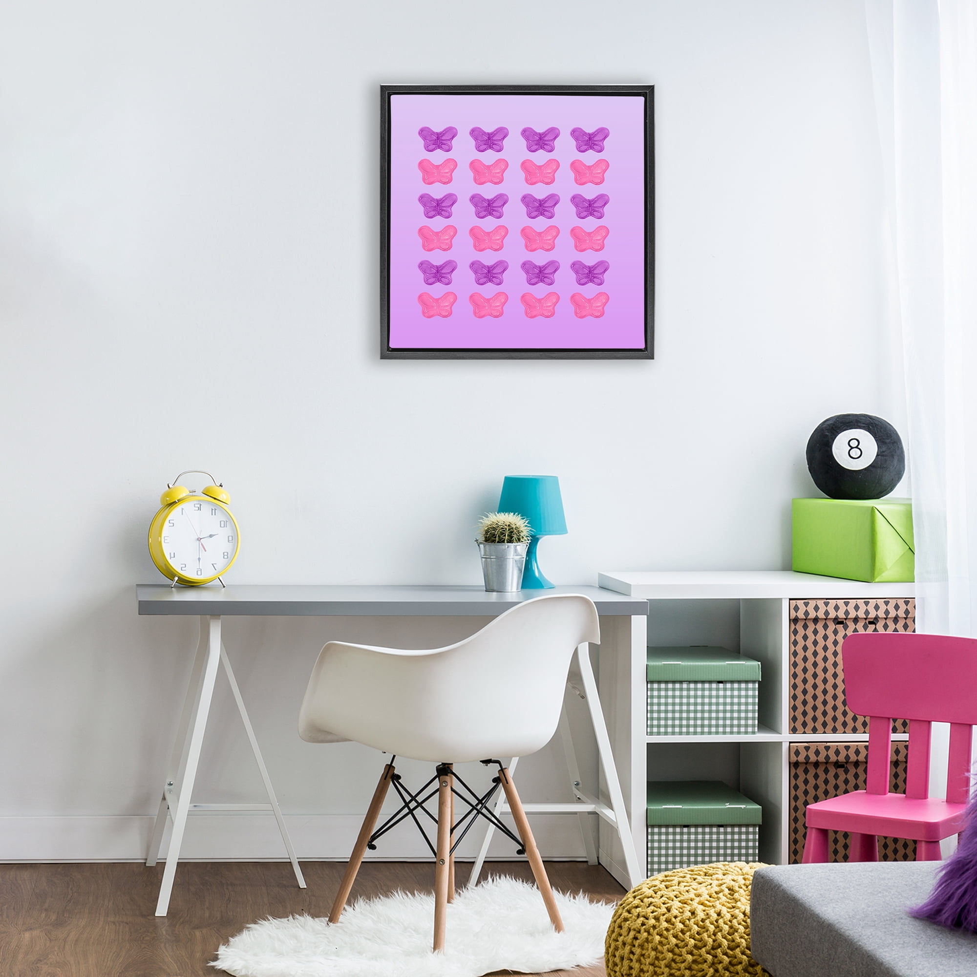 Stupell Industries Purple & Pink Butterfly Candies Black Framed Floater Canvas Wall Art, design by LISH Creative