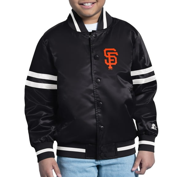 Youth Starter  Black San Francisco Giants Team Logo Full-Snap Satin Varsity Jacket