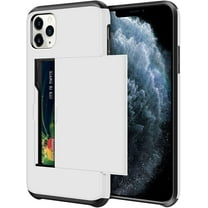 for iPhone 11 Pro Case with Card Holder, Hybrid iPhone 11 Pro Phone Case Dual Layer Shockproof Hidden Card Slot Wallet Case for iPhone 11 Pro 5.8 inch (White)