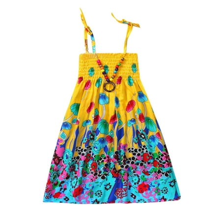 

TAIAOJING Girls Dress Vestidos Kids Floral Clothes Baby Bohemian Beach Straps Dress Party A-Line Dresses 100 110 120 130 140 150 160
