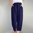 thumbnail image 2 of Yubnlvae 2025 Cotton Casual Pants - Spring/Autumn Women's Trousers (Outer Pockets, Leg-Lengthening Fit) Dark blue M, 2 of 8