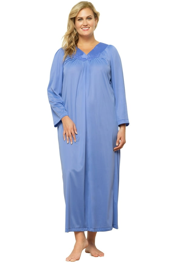 Women's Exquisite Form 50107 Coloratura 3/4 Sleeve Long Nightgown (Victory Violet S)