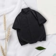 thumbnail image 2 of Camisas Para Hombre Moda de primavera y verano para hombre, camiseta informal de manga corta con solapa de Color sólido, camiseta de manga corta con músculos holgados (Black, L), 2 of 5