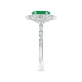 thumbnail image 3 of ANGARA Natural Oval 1.1 ct Emerald Trillium Floral Shank Ring in 14K White Gold for Women (Size-8x6mm) | May Birthstone, Birthday, Anniversary, Jewelry Gift for Women | Natural Emerald Ring, 3 of 9
