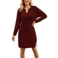 thumbnail image 2 of Women Knitted Cable Sweater Dress Casual Warm Long Sleeve Split Mini Party Dress for Fall Beach Club Streetwear, 2 of 5