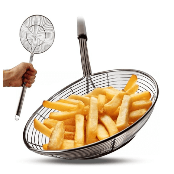 Stainless Steel Spider Strainer Skimmer Ladle Fryer for Cooking and Frying Kitchen Utensils Wire Strainer Scoop Pasta Strainer with Handle Deep Fry Skimmer Spoon