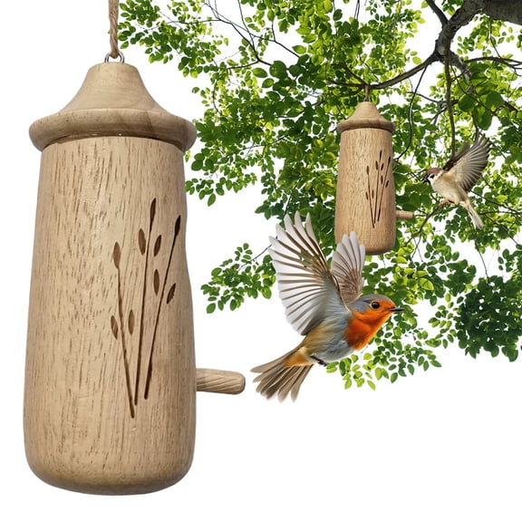Hummingbird House for Outdoor Hanging with String,Small Natural Wooden Bird Nest Kit,Cute Gardening Home Decoration, for Women,Suit for Man Gardener,Backyard Garden