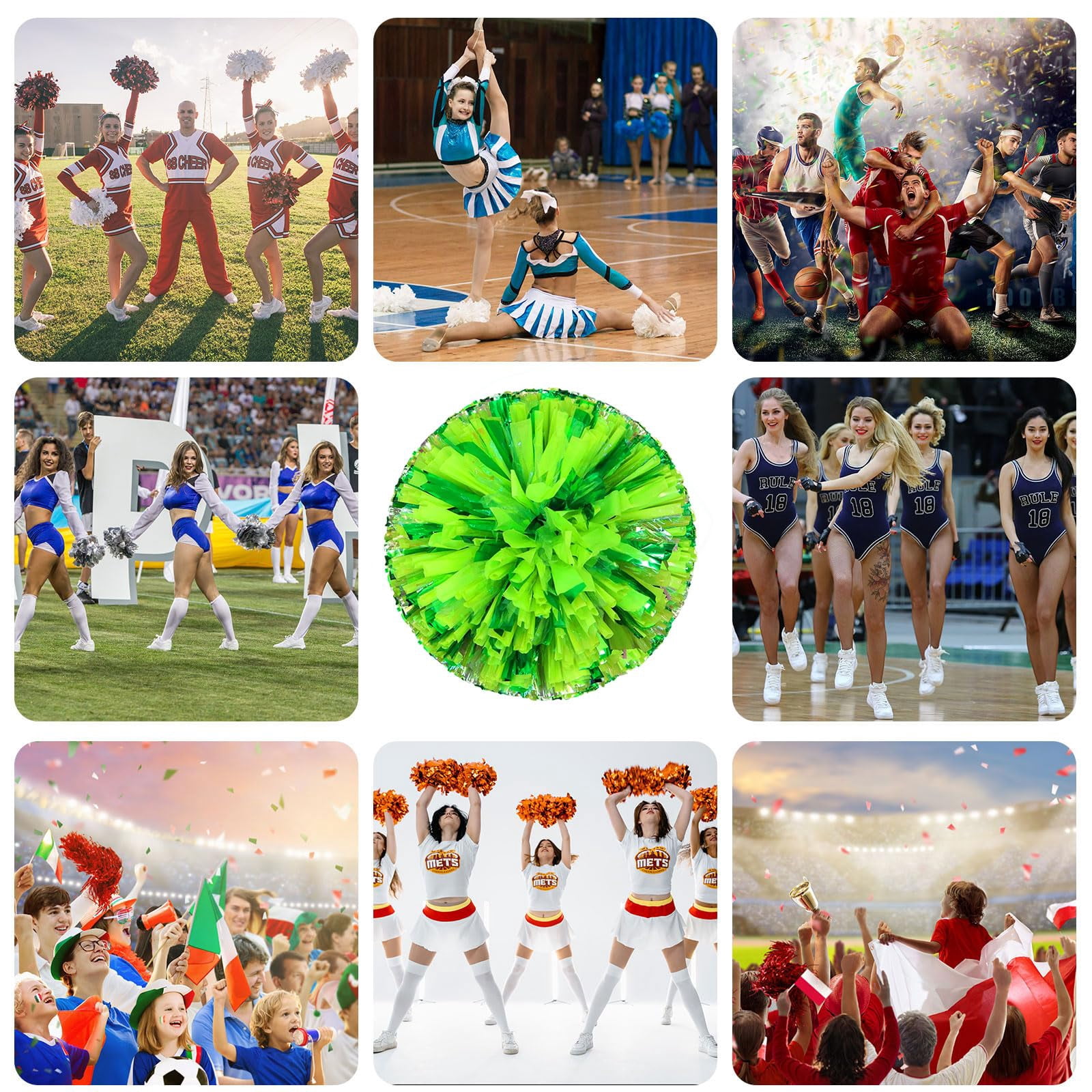 22 Pcs pom poms Cheer,pom poms Cheerleading with Finger Holes Cheer Pom Pomsfor Dance, Matches