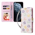 thumbnail image 2 of Rose Flower Pattern Wallet Case for iPhone 11 Pro Max 6.5 Inch, Premium PU Leather Bracket Shockproof Flip Folio Phone Cover with Card Slots Kickstand Magnetic Clasp Wrist Strap Case,Small Flowers, 2 of 8