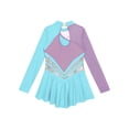 thumbnail image 5 of renvena Kids Girls Shiny Metallic Figure Ice Skating Dress Sequin Floral Print Long Sleeve Ballet Gymnastic Dancewear, 5 of 7