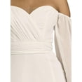 thumbnail image 5 of David’s Bridal, The Edit by DB Studio Women's Off-the-Shoulder Billow Sleeve Wedding Dress, Full Length, Chiffon, 5 of 5