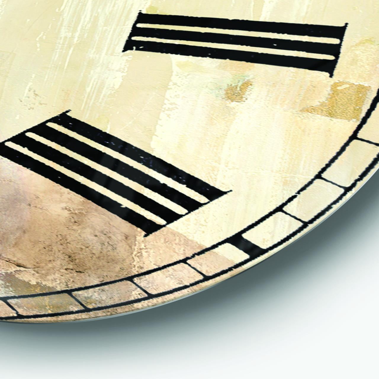 Designart Oversized Beige Analog Round Farmhouse Modern Wall Clocks, CLM30625-C23