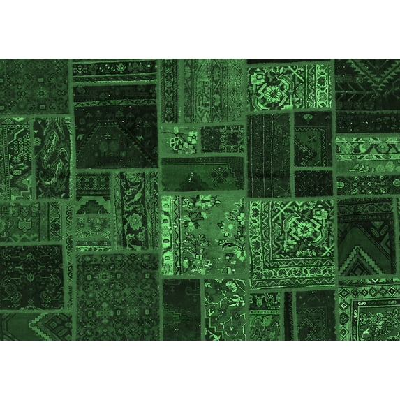 Ahgly Company Indoor Rectangle Oriental Emerald Green Modern Area Rugs, 8' x 12'