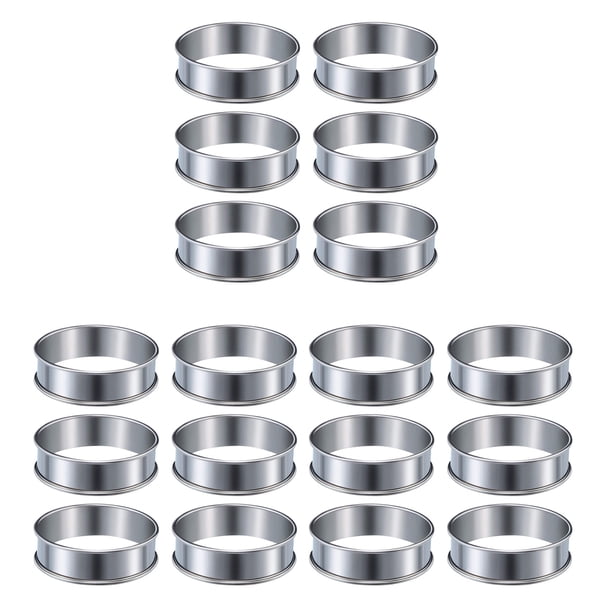 18 Piezas Anillos de Tarta de Muffin Anillo de Tarta de Doble Rollo Anillos de Muffin de Acero Inoxidable