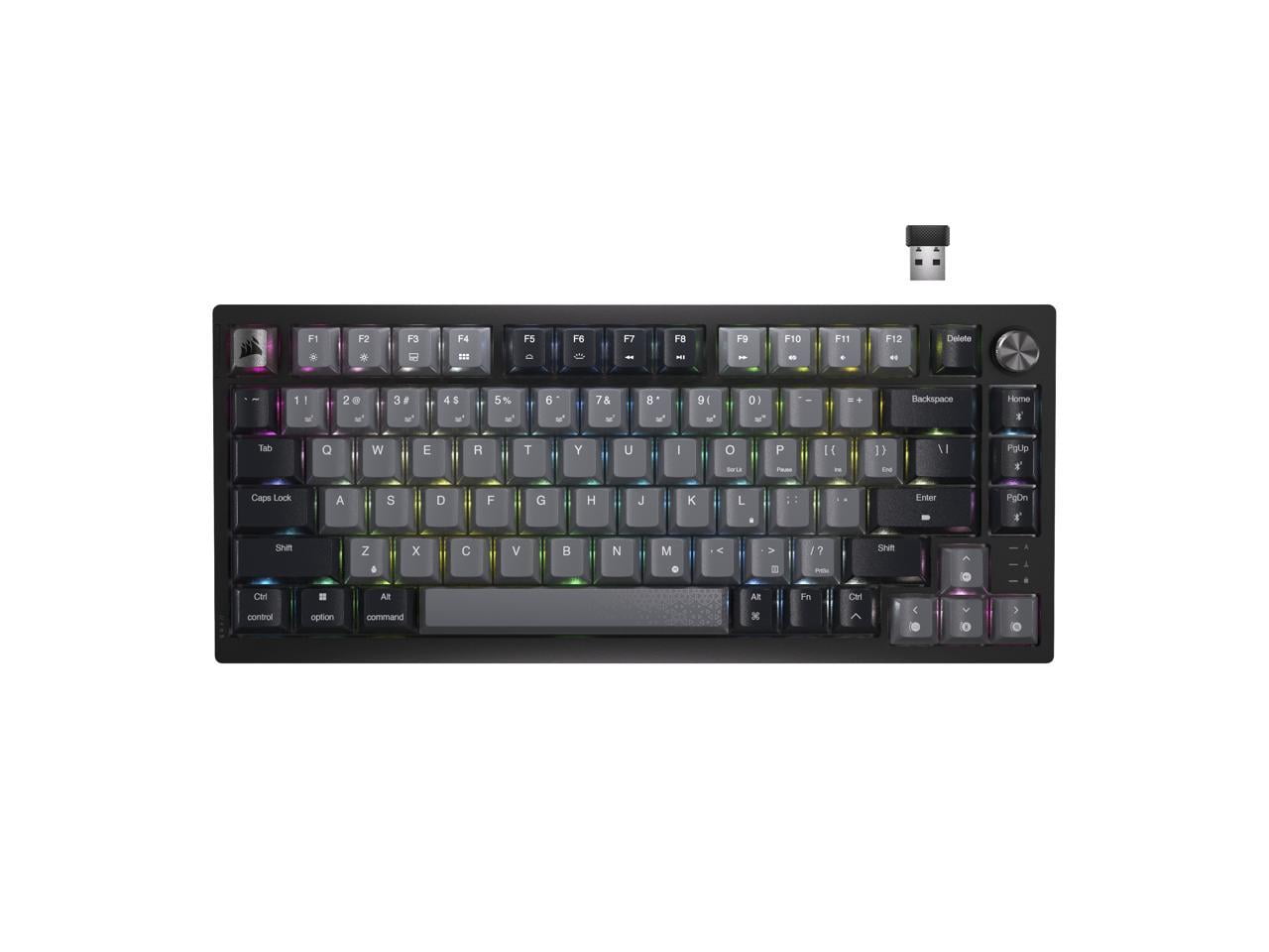 CORSAIR K65 PLUS WIRELESS 75% RGB Mechanical Gaming Keyboard - Pre-Lubricated CORSAIR MLX Red Linear Switches - 2.4GHz Wireless - Bluetooth®