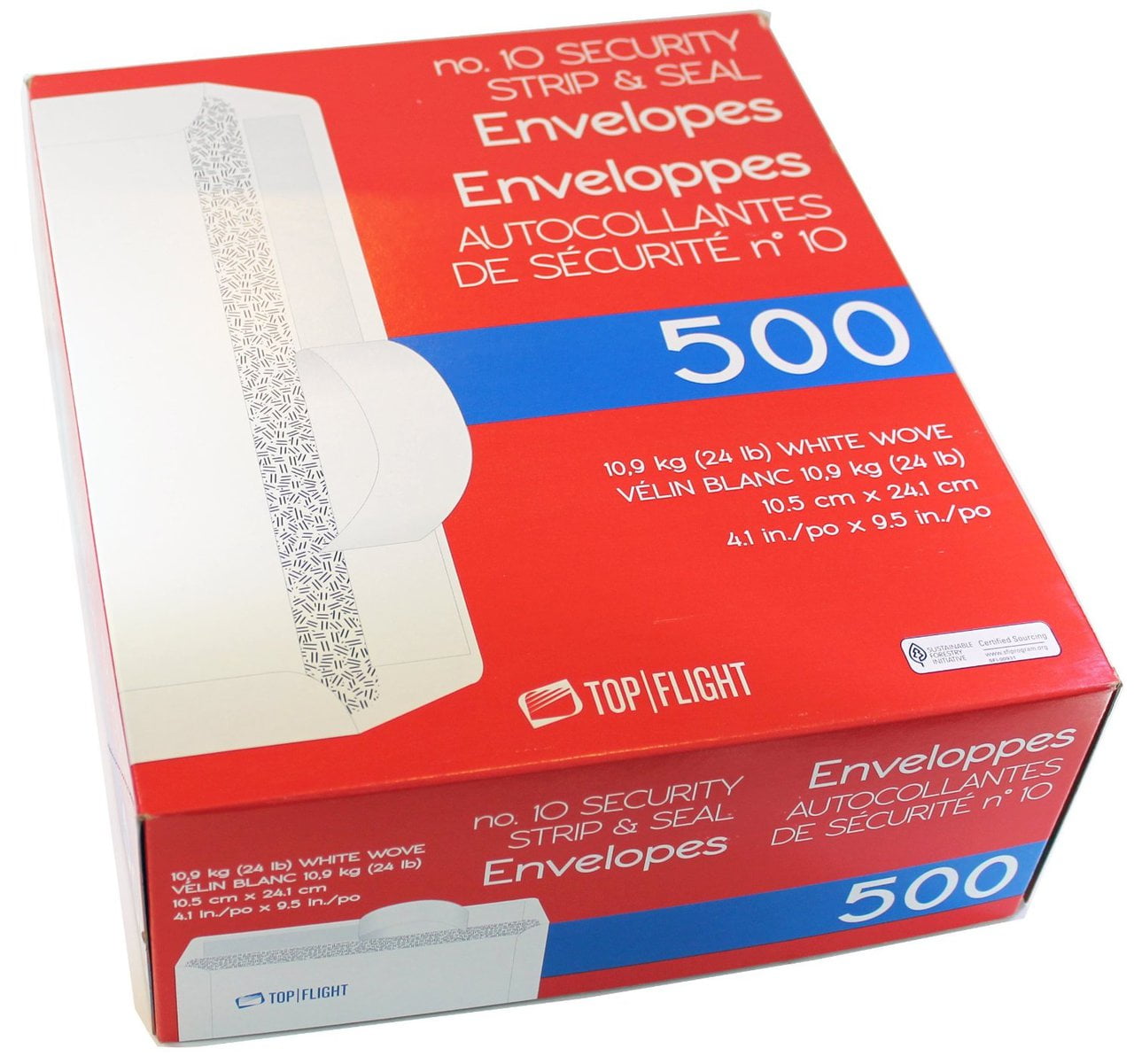 Top Flight PSTF10NWT 10 Envelopes, Strip & Seal, Security Tinted