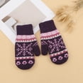thumbnail image 2 of ManxiVoo Women's Winter Knit Gloves with Upgraded Lining Full Fingers Warm Thermal Snowflake Design for Daily Use Purple, 2 of 6
