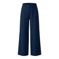 thumbnail image 4 of RUTAYY Women's Pants Loose Fit Solid Color Straight Leg Long Bottoms Casual Daily Wear with Pockets Comfortable Classic Seaside Trousers, 4 of 6