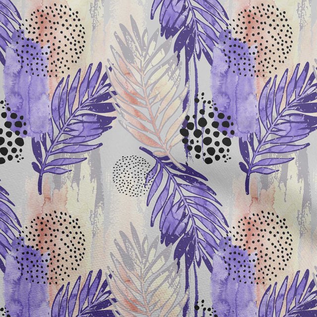 oneOone Polyester Spandex Dark Purple Fabric Leaves Sewing Craft Projects Fabric Prints By Yard 56 Inch Wide-X2