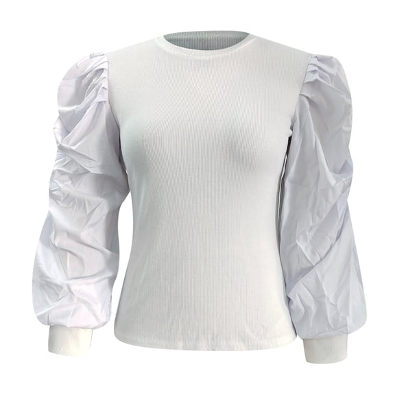 Vedolay Long Sleeve Tops for Women Trendy Knit Blouse Tops Casual Loose Sweatshirts White,XL
