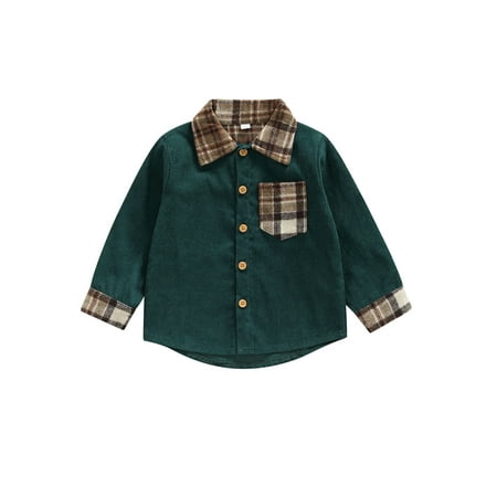 

Bagilaanoe Toddler Baby Boy Girl Shirt Jacket Plaid Print Patchwork Long Sleeve Single-Breasted Shacket Coat with Pockets 12M 18M 24M 2T 3T 4T 5T Kids Fall Casual Outwear