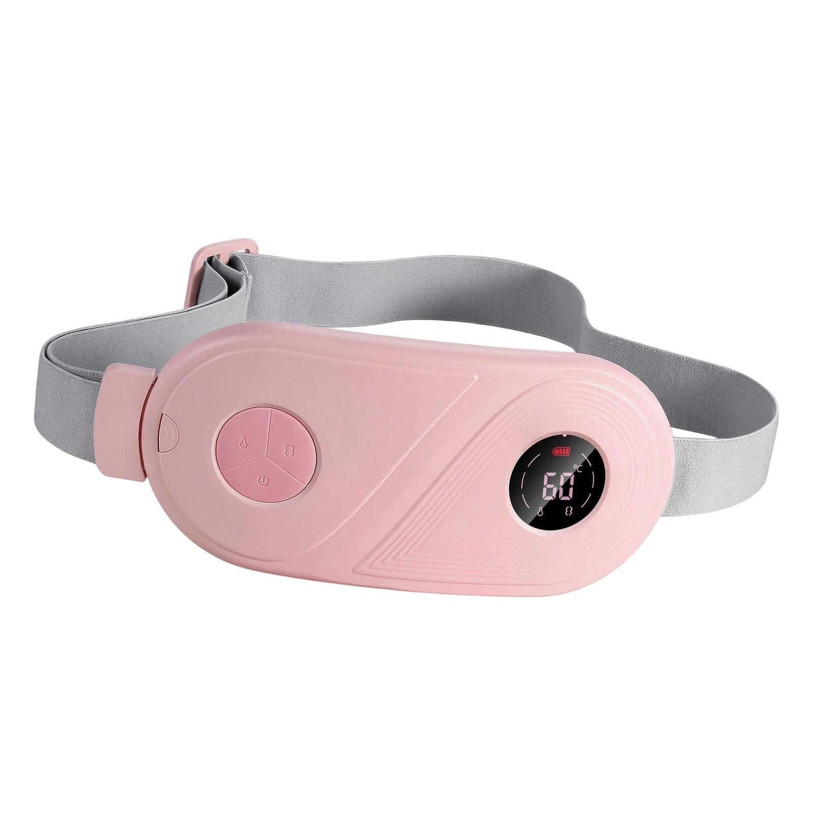 Wswqop Electric Menstrual Heating Pad Waist Belt Rechargeable Portable Belly Wrap Skin Pink