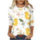 thumbnail image 1 of Tops de Cuello Redondo para las Mujeres Impresión de Carnaval 3/4 Manga Blusa Casual Uso Diario, 1 of 7