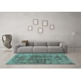 thumbnail image 3 of Ahgly Company Indoor Square Oriental Turquoise Blue Industrial Area Rugs, 6' Square, 3 of 4