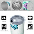 thumbnail image 4 of Butterfly 20 Oz Stainless Steel Skinny Tumbler – Vacuum Insulated Slim Travel Cup with Lid & Stainless Steel Straw, 360° Full Wrap Printed Tumbler for Home, Office & Outdoor Use, Spring, 4 of 6