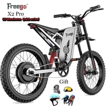 Freego X2 Pro 6000W(Peak) Motor Electric Dirt Bike for Adult, 60V30AH Battery Electric Motorcycle ,50MPH Speed Electric Bicycle,19x2'' Full Suspension/Hydraulic Brake