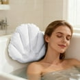 thumbnail image 6 of Foqnuq Pack of 2 Inflatable Seashell Bath Pillows, Spa Headrest & Bathtub Neck Support with 2 Strong Suction Cups, PVC, White Blue Pink - Portable, 6 of 6