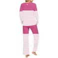 thumbnail image 4 of Cavosen Womens Sleepwear Two Piece with Pocket 2 Piece Pajamas Sets Long Pants Long Sleeve Sleepshirts Pjs Pleated Striped Nightwear Lightweight Soft Homewear Fall Winter Clothes, 4 of 6