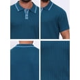 thumbnail image 7 of DARING DIVA Men's Knitted Ribbed Hem Short Sleeve Textured Golf Shirts M Royal Blue, 7 of 7
