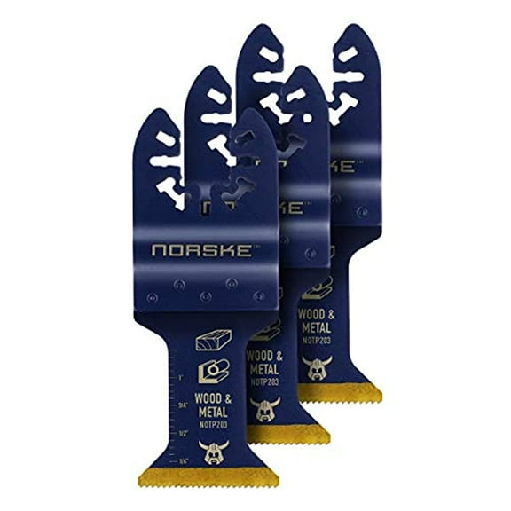 Norske Tools NOTP272 1 1 4 inch Wood and Metal Flush Cut Titanium Oscillating Multi Tool Accessory Blades 3 Pack Set