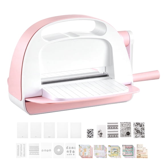 KFFKFF Manual Die Cutting and Embossing Machine, 6" Opening, Portable Crafting Tool Set with Cutting Dies, Embossing Folders, Paper Sheets, and Plates for Scrapbooking, Card Making, and DIY Projects