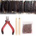 thumbnail image 4 of Yajisi Kit de Herramientas para Extensiones de Cabello con Alicates Curvos y Anillos Marrón, 4 of 9