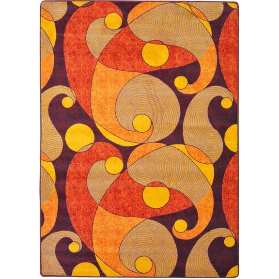 Joy Carpets Kid Essentials Jazzy 7'8" x 10'9" Area Rug in Color Orange/Purple