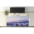thumbnail image 2 of Woodland Computer Mouse Pad, Winter Snowy Mountains and Trees Blue Purple Tones Photo Sunrise over the Range, Rectangle Non-Slip Rubber Mousepad X-Large, 35" x 15", Multicolor, by Ambesonne, 2 of 2