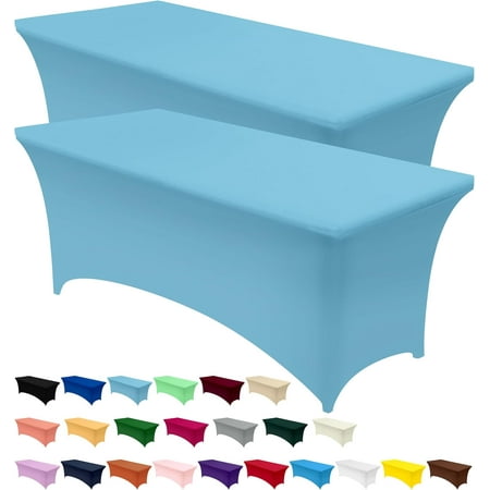

ARCOCO-Spandex Tablecloth 2 Pack [6FT Blue Mist] Tight Fitted Washable and Wrinkle Resistant Stretch Rectangular Patio Table Cover for Event Wedding Banquet & Parties [72Lx30Wx30H Inch]