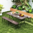 thumbnail image 2 of Gymax 2PCS 6 ft Plastic Folding Bench Portable Fold-in-Half Seat w/ 1320 LBS Capacity Coffee, 2 of 10