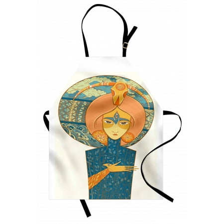 

Earthy Apron Art Illustration of Mother Nature with Plants Clouds Waves of Water and Third Eye Unisex Kitchen Bib with Adjustable Neck for Cooking Gardening Adult Size Multicolor by Ambesonne