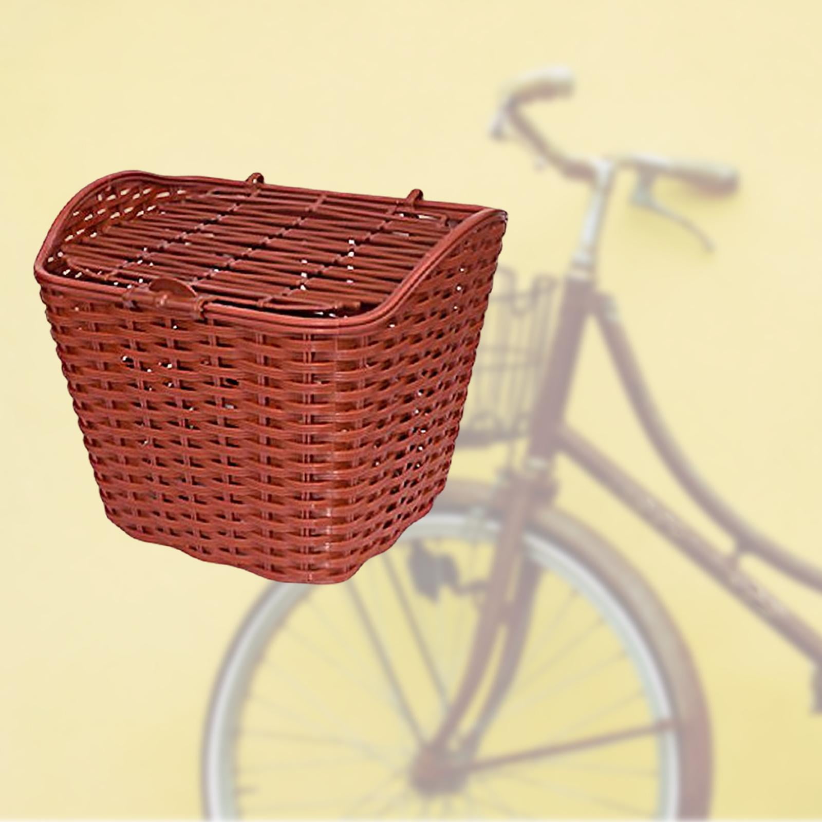 Bike Basket with Lid Large Size Waterproof Detchable Front Handlebar Basket , brown