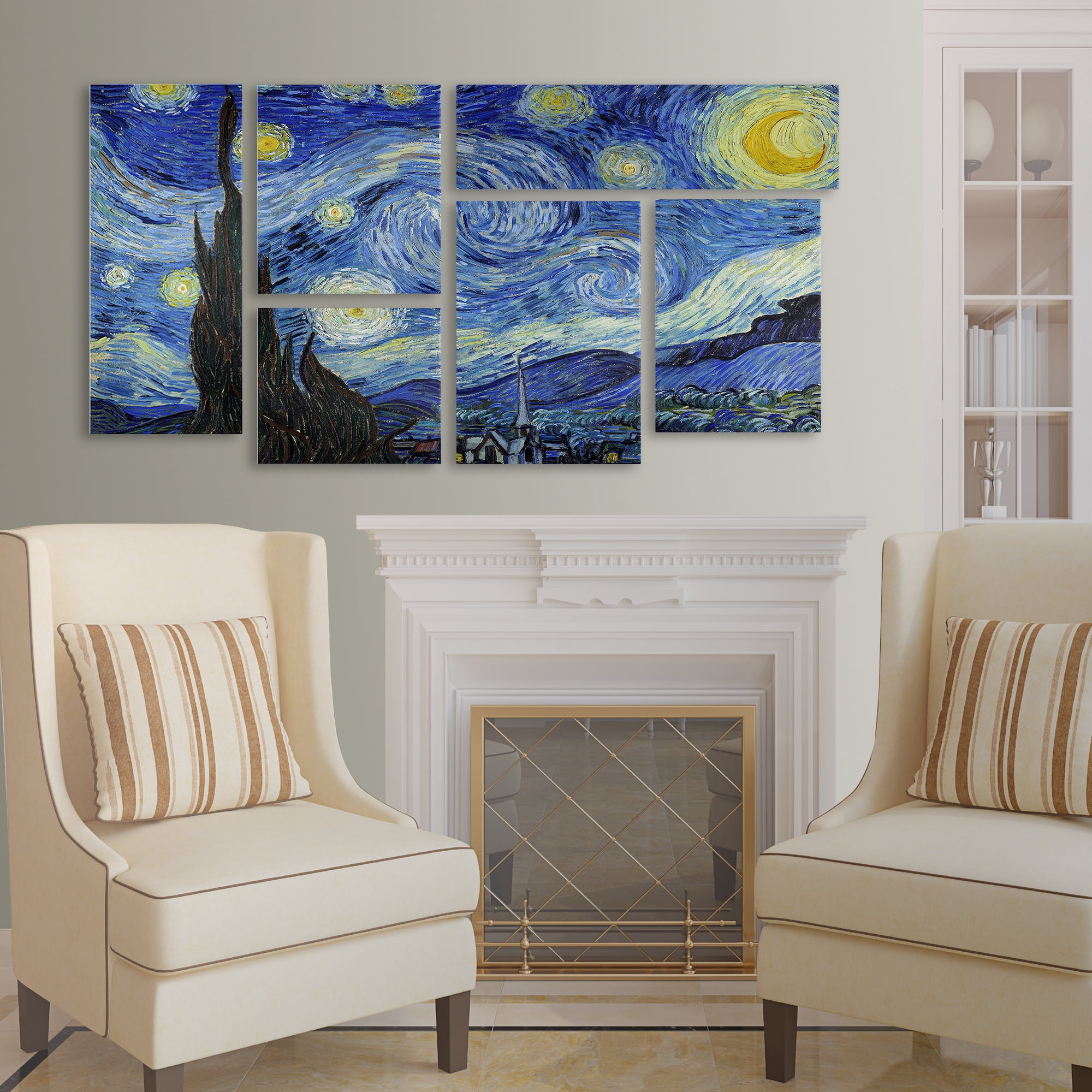 Trademark Fine Art 12X18 Landscape Canvas Wall Art 'Starry Night' by Vincent van Gogh